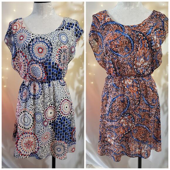 The Limited Outback Red Lot of 2 Flutter Sleeve A-Line Boho Dresses Womens XS - Picture 1 of 14